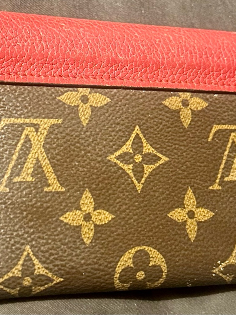 LOUIS VUITTON Pallas Compact Red & Brown LV Logo Folding Wallet - Picture 4 of 10